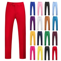 Pantalones de sastrería de Color puro para hombre, pantalones de oficina de vestir ajustados, pantalones de traje Formal, pantalones casuales de ocupación de negocios
