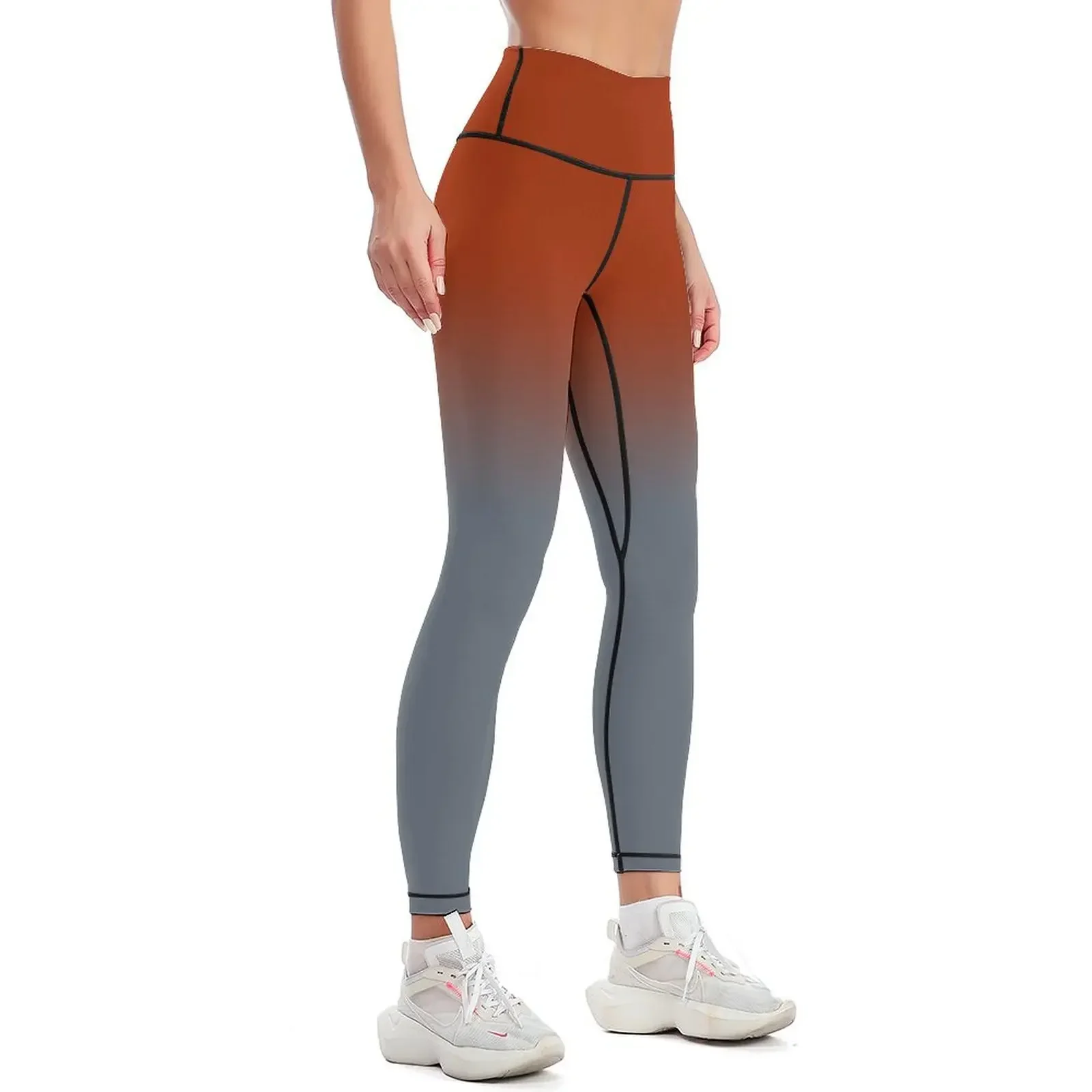 Red Gray Gradient Ombre Leggings sports woman gym push up fitness sportswear for gym legings for fitness Womens Leggings