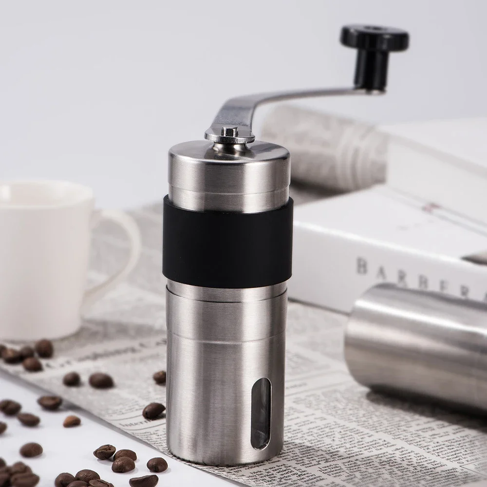 Mini Coffee Grinder Machine Stainless Steel Tools Manual Grinderm Hand Grindstone Beans Millstone Rollers Maker Pressure Silver