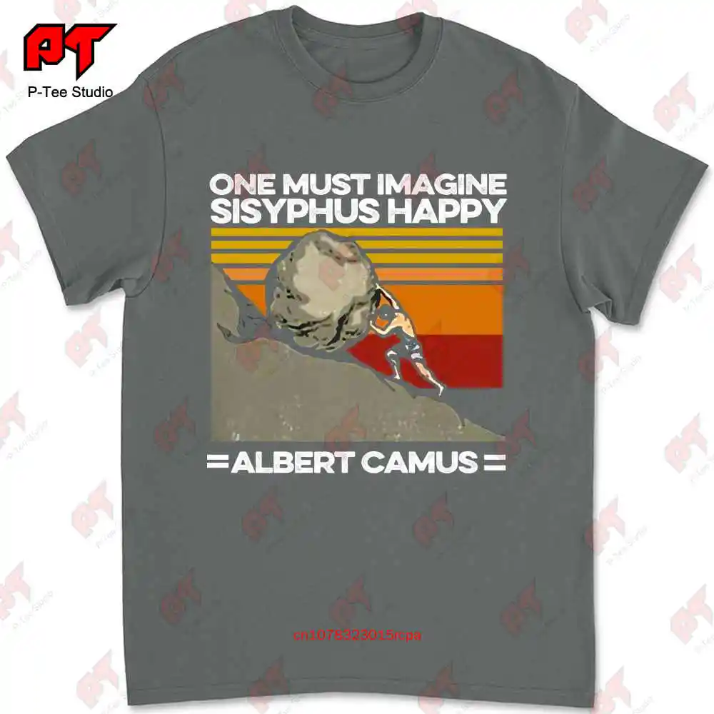 Sisyphus Albert Camus Philosophy Push The Stone Vintage Graphic T-shirt X8WJ