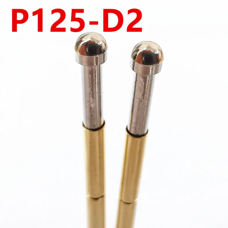 

100PCS/Pack P125-D2 Big Round Head Spring Test Pin Outer Diameter 2.0mm Length 33.35mm Function Test Stand Thimble