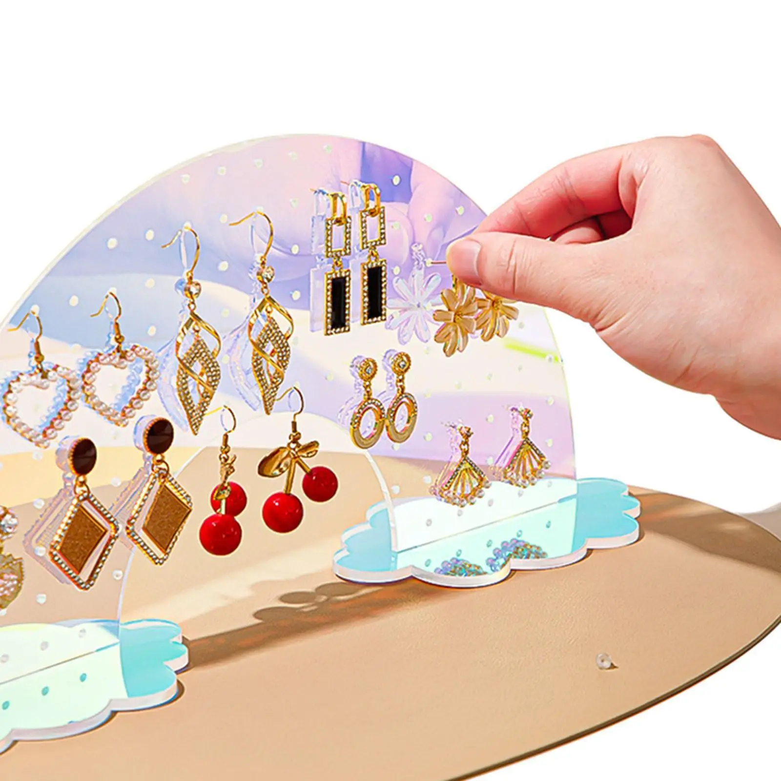 Acrylic Earrings Organizer Jewelry Holder Organizer with 124 Holes Earrings Holder Earring Display Stand for Countertop Stall