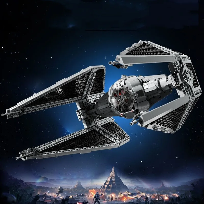 1931PCS Spaceship Moc Tie Interceptors Building Blocks Modified Imperial Fighters Model 75382 Assembly Model Toy Gift