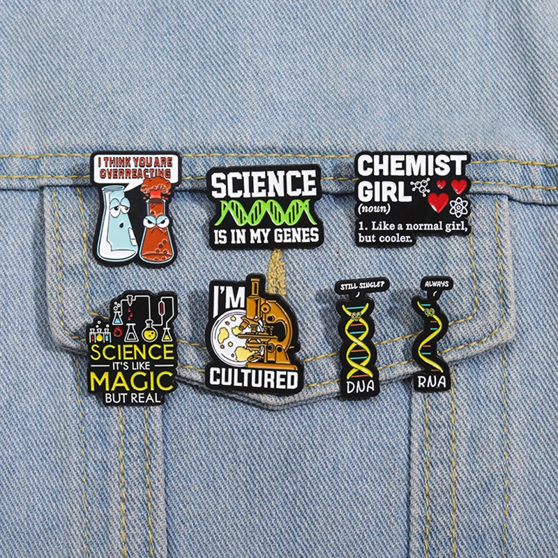 IS IN MY GENES Pines Lapel Badges Funny Jewelry Gift for Friends Chemical Structure Enamel  Brooch Custom SCIENCE