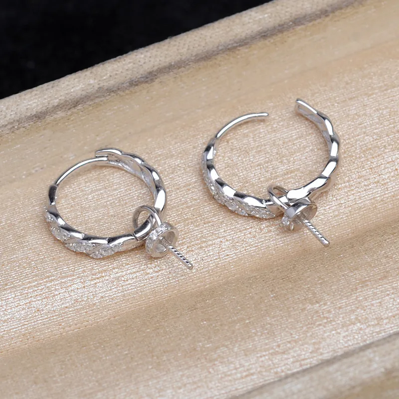 S925 Sterling Silver Earrings Base Findings Mountings Jewelry Mounts Fittings Accessories for 8-12mm Pearls 3 pairs/lot