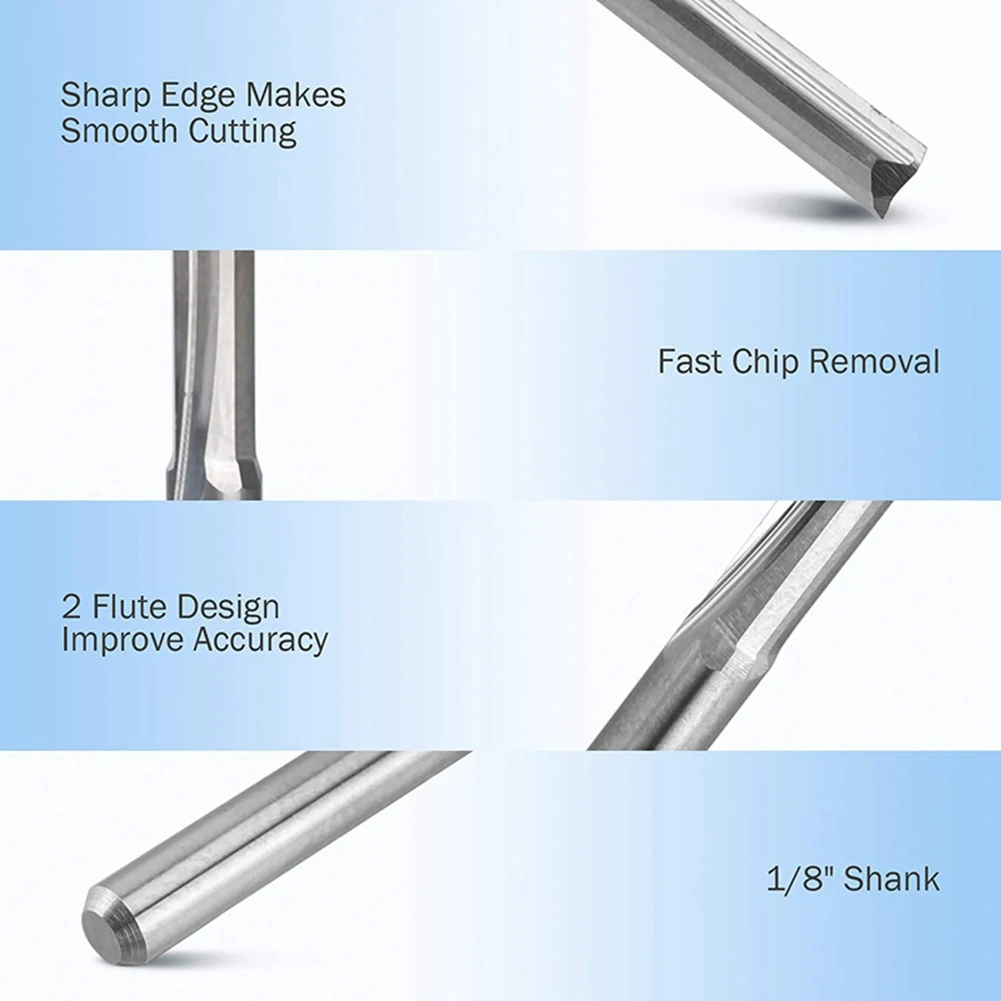 10 Buah 2 Flute Cnc Router Bit 3.175Mm Slot Lurus Pemotong Penggilingan Baja Tungsten untuk Kayu