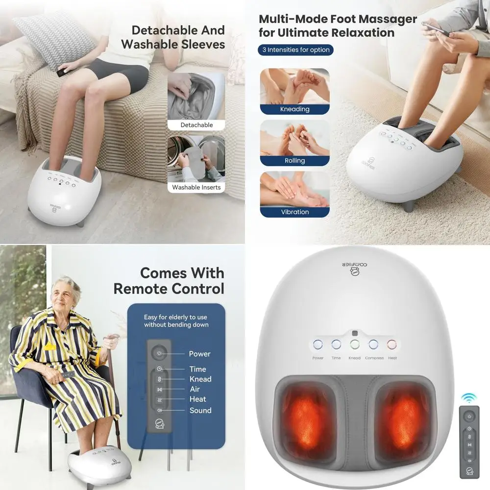 

Heated Shiatsu Foot Massager with Kneading and Vibration for Neuropathy Relief, Perfect Gift for Parents and Elderly, Suitable f