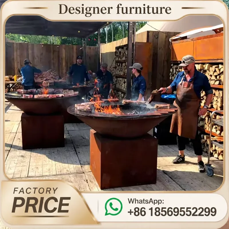 Heavy Duty Corten Steel Charcoal BBQ Grill Outdoor Garden Fire Pit Barbecue Europe New Design Metal Grills For Kitchen