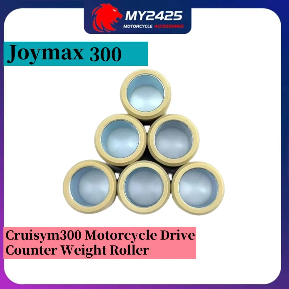 For SYM JOYMAX Joymax 300 JoymaxF Cruisym300 Motorcycle Drive Counter Weight Roller Drive Beads Puliey Beads 6 Pack