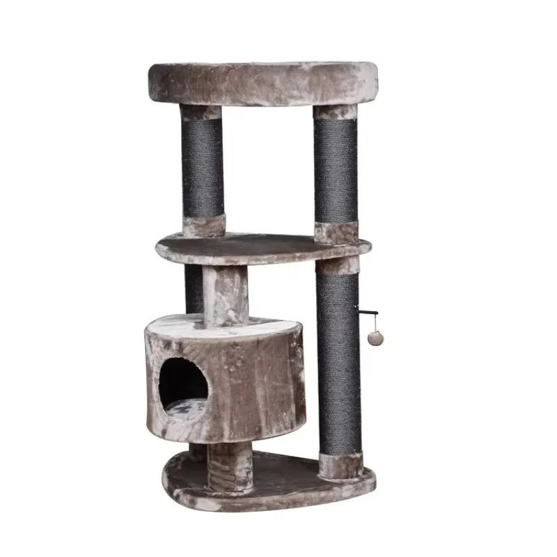 

New Material Cat Tree House China Supplier Playing Ball Brown Cat Furniture House