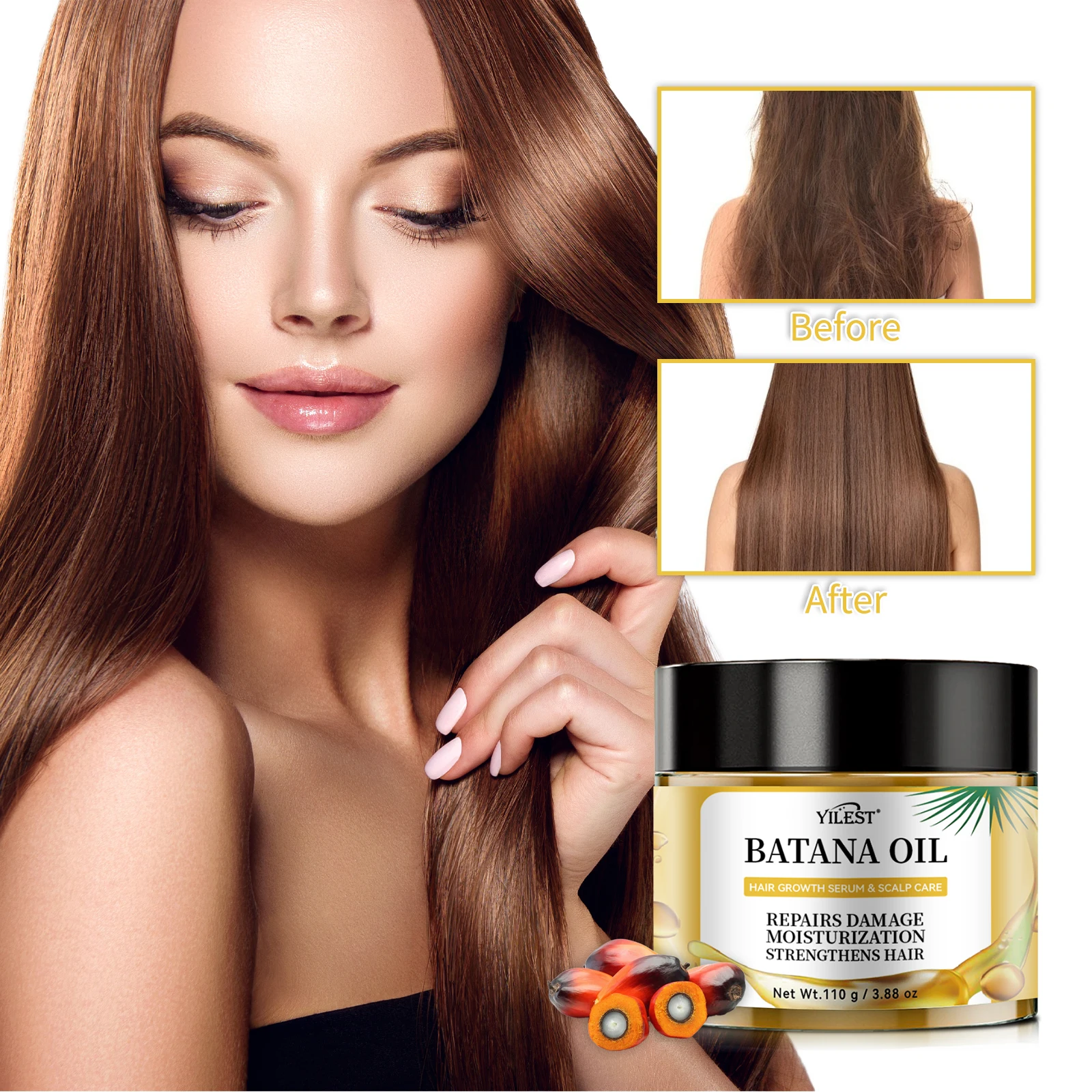 

YILEST Batana Oil Hair Growth Serum & Scalp Care - 110g Deep Moisturizing Repair Treatment for All Hair Types