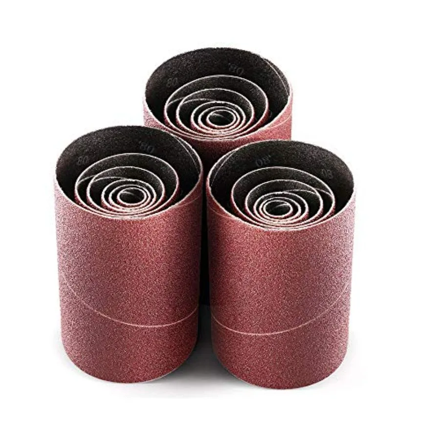 Aluminum Oxide Spindle Sanding Sleeves, 4.5 Inch Length 80/120/240 Assorted Grit 18 Pack