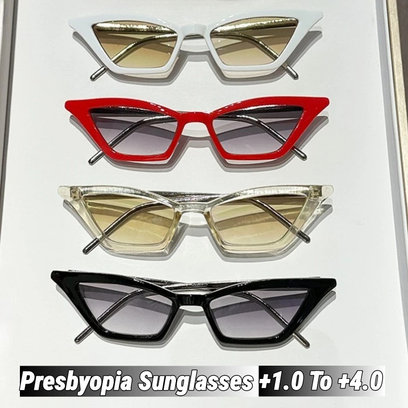

New Vintage Triangle Cat Eye Classics Sunglasses with Plus Diopters Fashion Retro Brand Designer Shades Eyewear Men Goggles