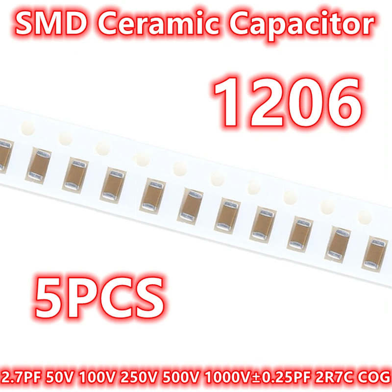 مكثف سيراميك SMD أصلي ، 2.7v ، 50V ، 7 V ، من من من نوع SMD ، V ، V ، ± ، V ، 0.25pf ، 2R7C ، COG ، IC ، 50