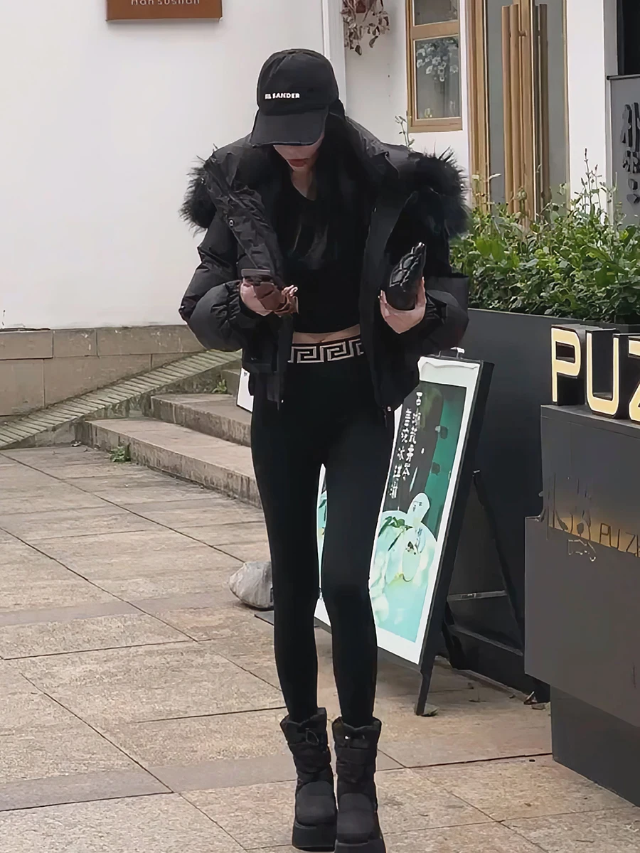 韓国製レディースダウンジャケット2025新作冬用厚手パンコートホワイトダウンアウターウェア帽子付きジッパー開閉