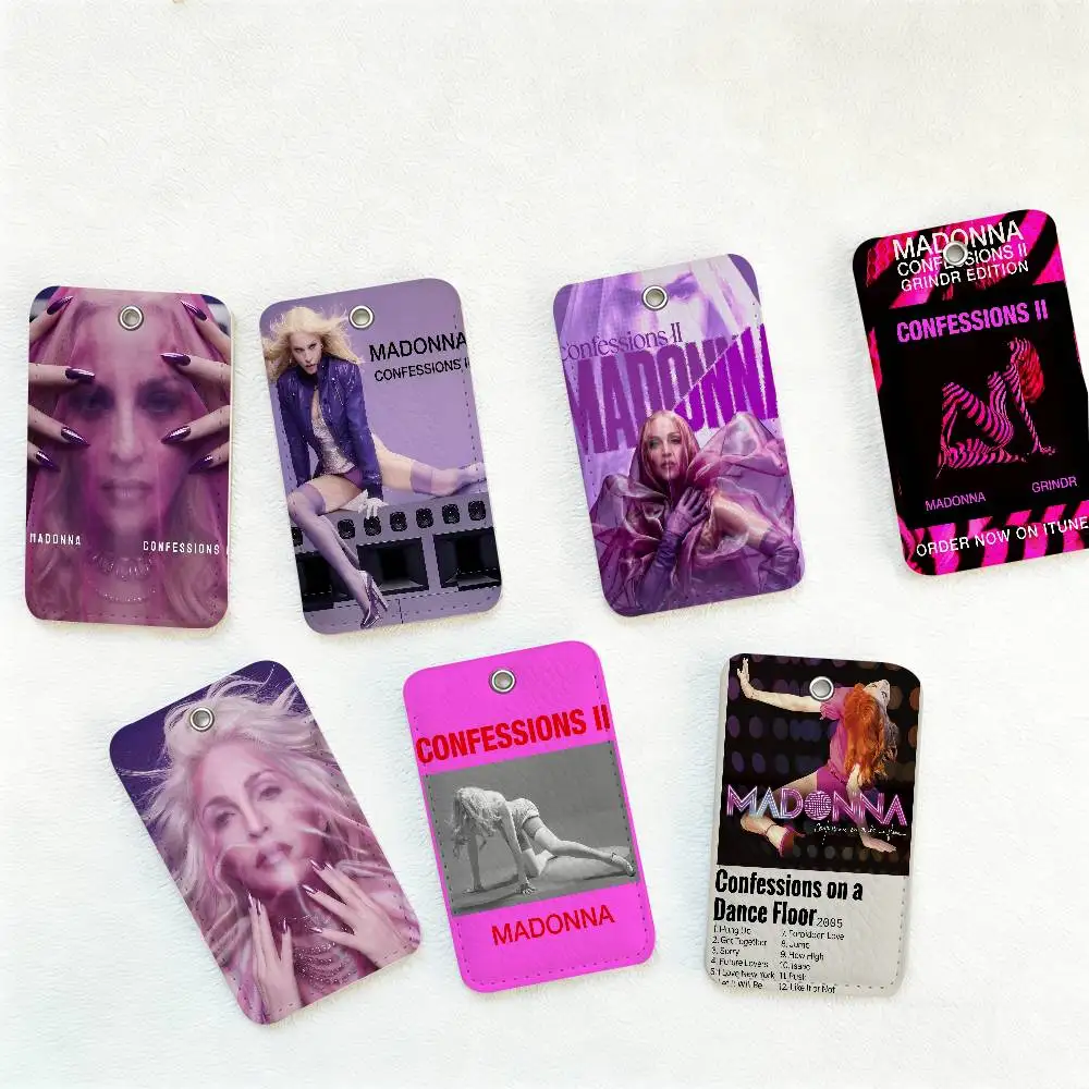 Singer M-MadonnA-A Confessions II 1Pc PU Leather Card Holder Keychain Key Ring Door Lock Access Tags ID Card Case Keychain Card