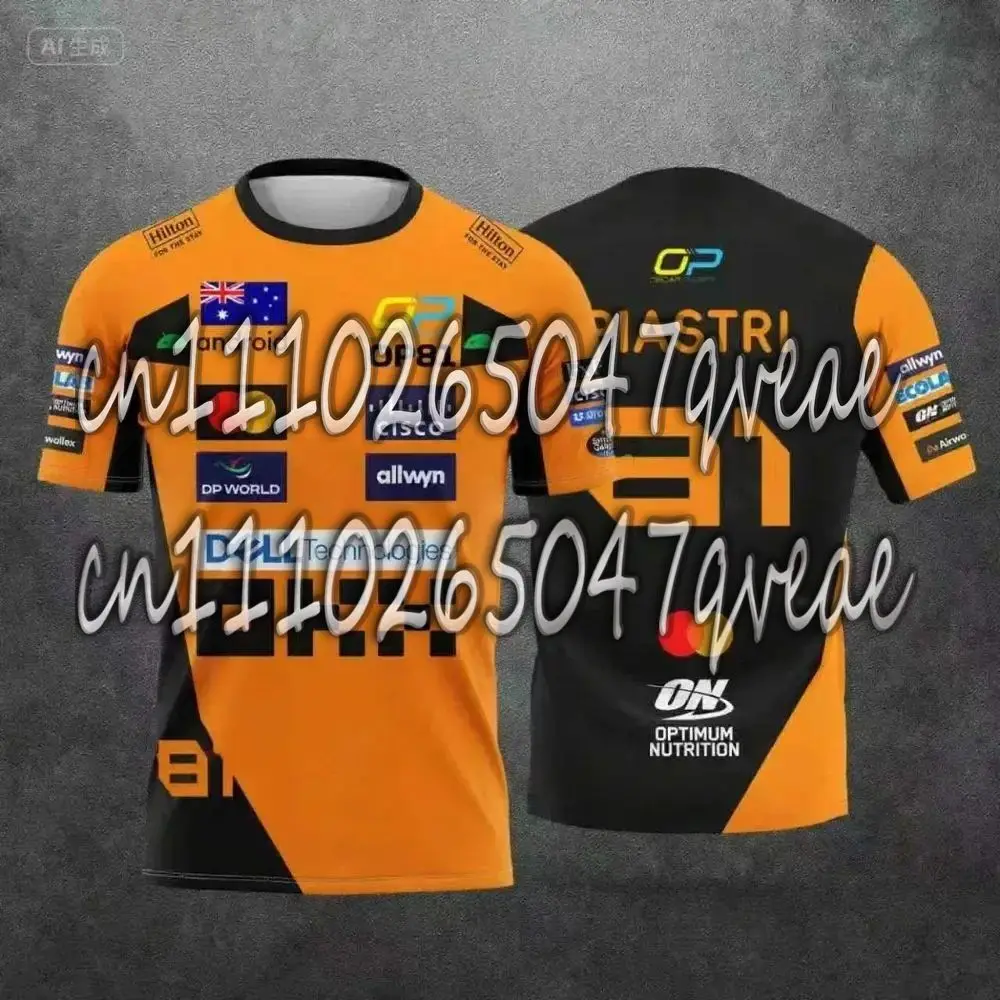

Футболка с коротким рукавом Lando Norris NO.4 2025 в новом гоночном стиле, костюм для экстремальных видов спорта, дышащая спортивная одежда с коротким рукавом