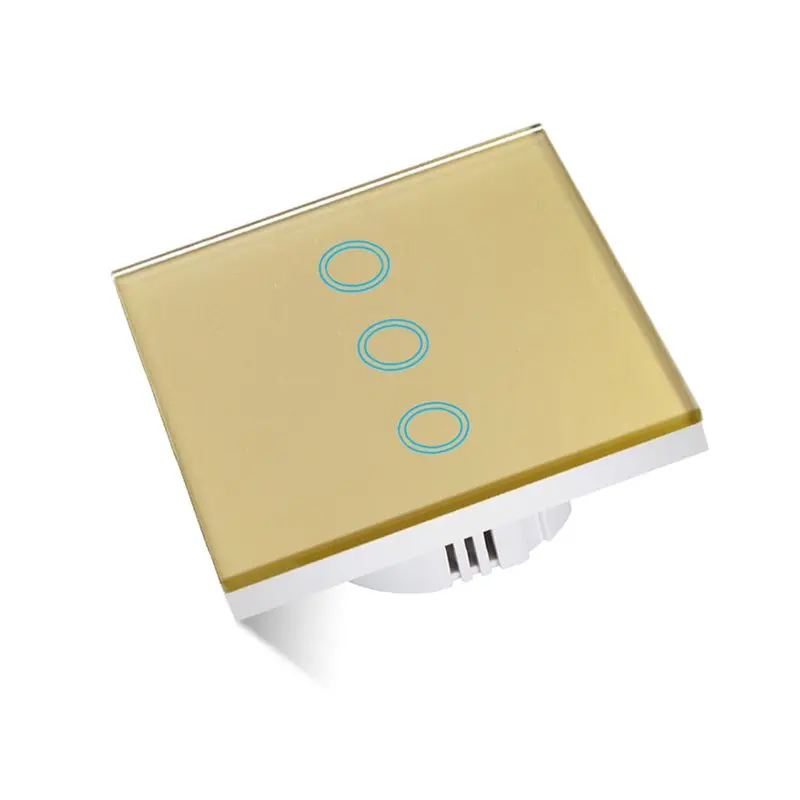 NEW HOT In Stock-White Crystal Glass AC110V Tempered Touch For Wall Light Switches Sensor Button 3 Gang Lamp Interruttore US Plu