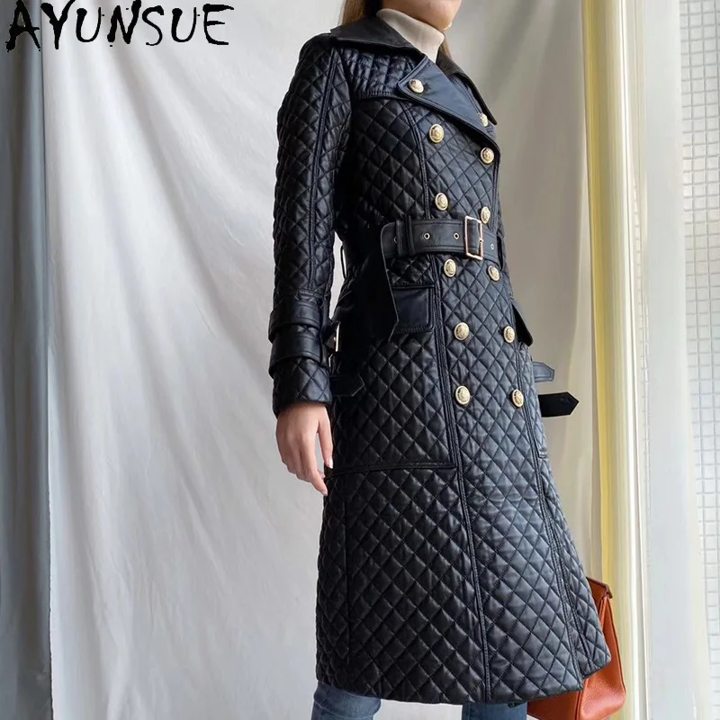 AYUNSUE Echtes Leder Jacke High-end-Echt Schaffell Frauen Mantel Frühling Herbst Frauen Kleidung 2025, Spitze-up Jaqueta de Couro