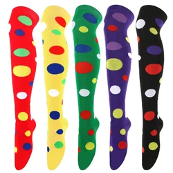 Happy Funny Animel Cosplay Clown Stocking Candy Color Round Dots Over Knee Socks Girls Party Thigh High Long Sock Party Costume