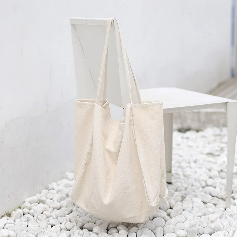 Ins Large Capacity Canvas Tote Bag Commuting Shopping Bag Fabric Bag Solid Color Tote Bag Lazy Style image 3