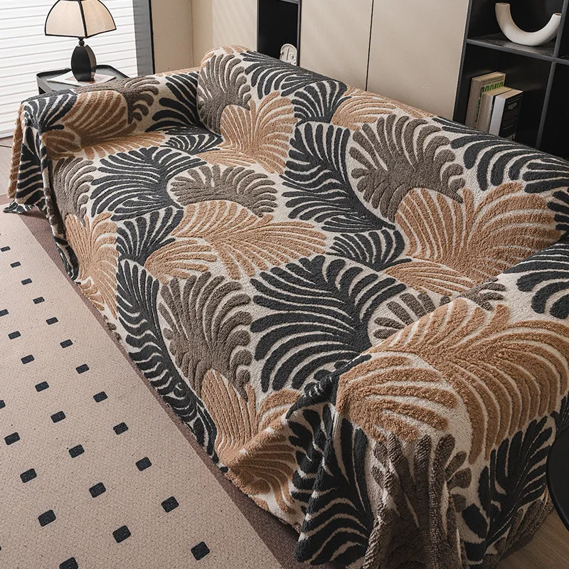 Bohemian Rhombus Plush Sofa Towel One-Piece Full Wrap Dustproof Seat Protector Multi-Purpose Anti Cat Scratch Couch Sofa Cover