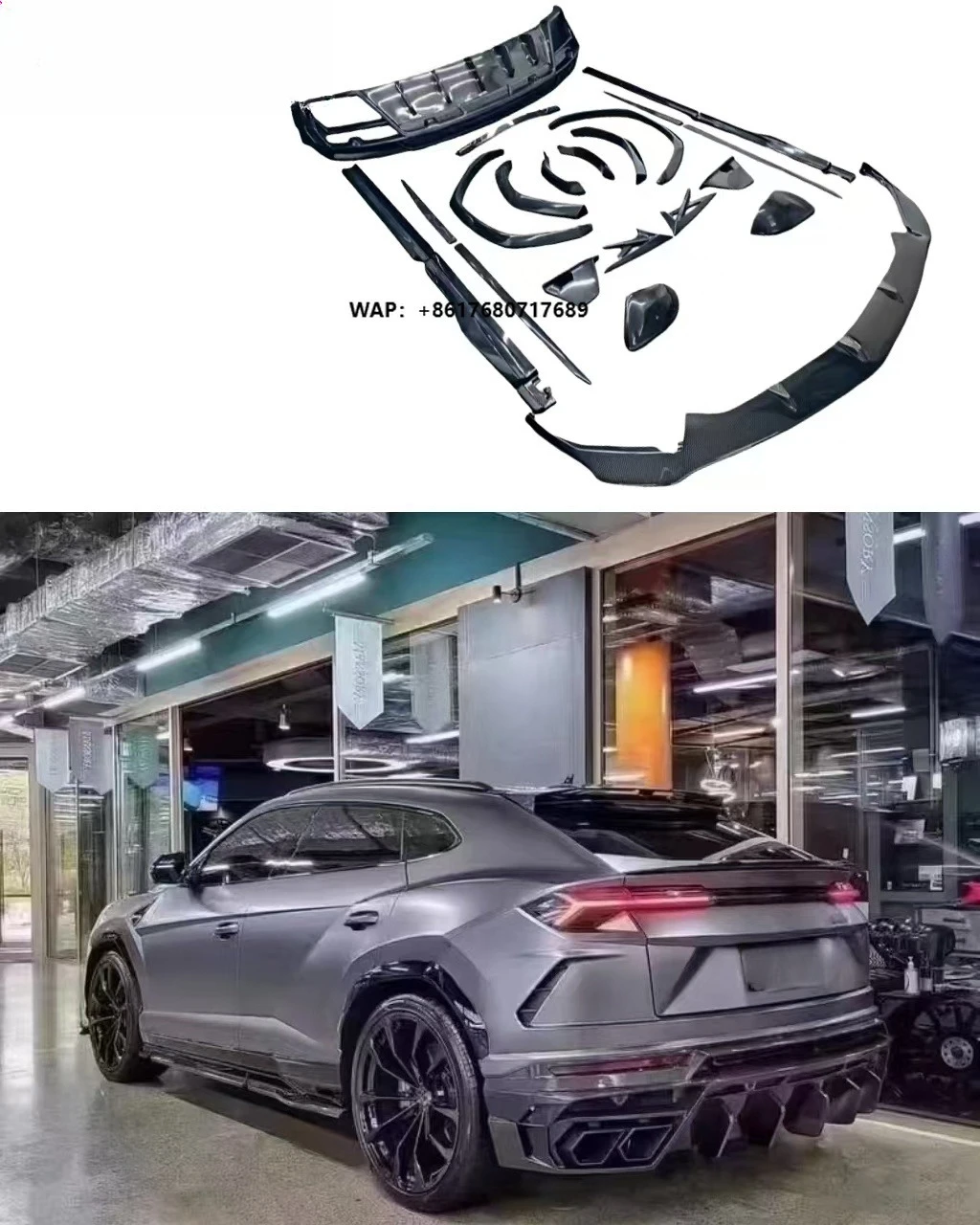 Urus Dry Carbon Fiber Body Kit - Front Lip Side Skirts Rear Diffuser Spoiler Fender Hood Mirror Shell Tuning