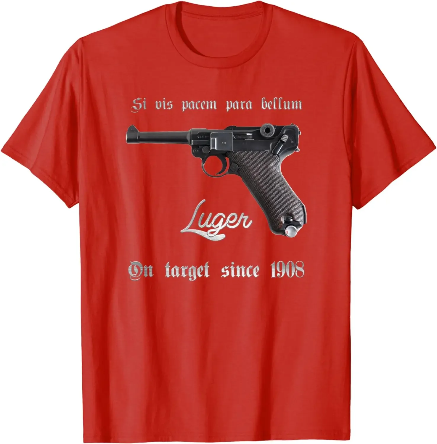 German Mauser P08 9mm Luger Pistol T-Shirt 100% Cotton O-Neck Summer Short Sleeve Casual Mens T-shirt Size S-3XL