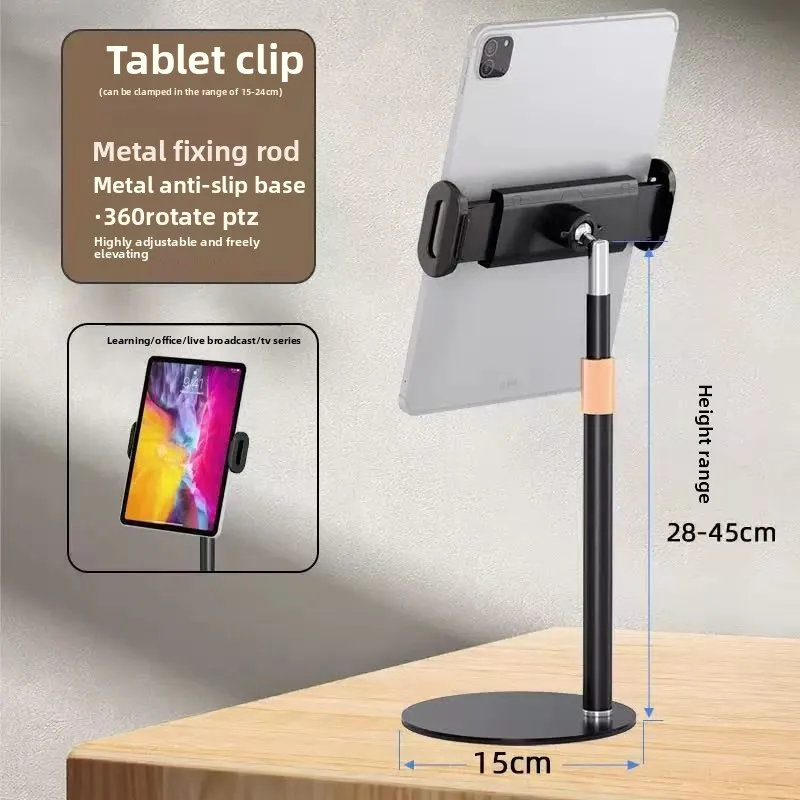 Metal Phone Stand for Live Streaming Adjustable Telescopic Desktop Mobile Holder for Video Recording Online Meetings and Movies