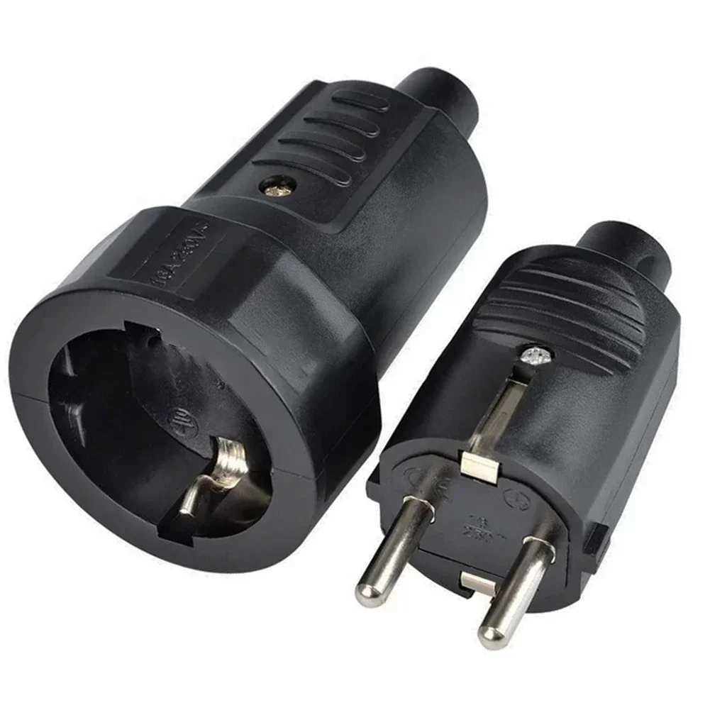 1pc EU Adapter Power Plug Waterproof Socket Protective Contact Rubber Coupling Outdoor Waterproof Euro Plug Coupling 250V 16A