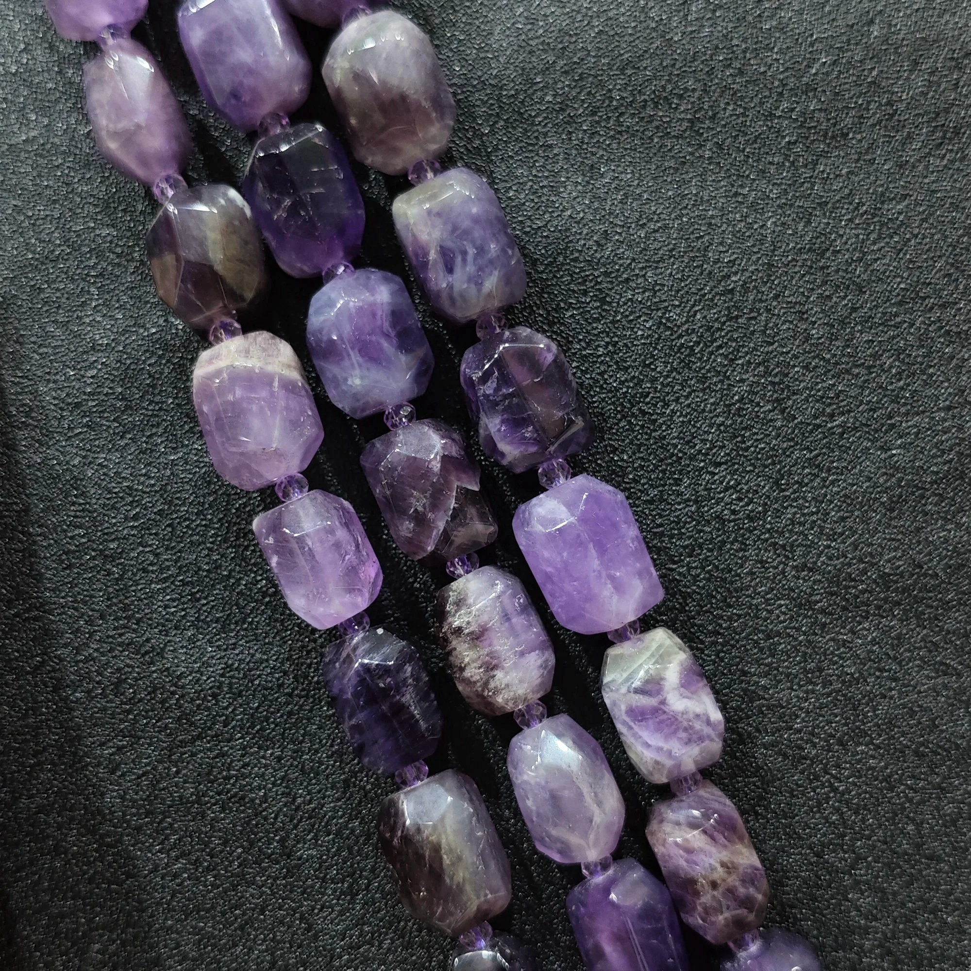 Large Amethyst Faceted Nugget Beads Wholesale Rough Column Loose Gemstone Purple Crystal Strand for Designer DIY Jewelry