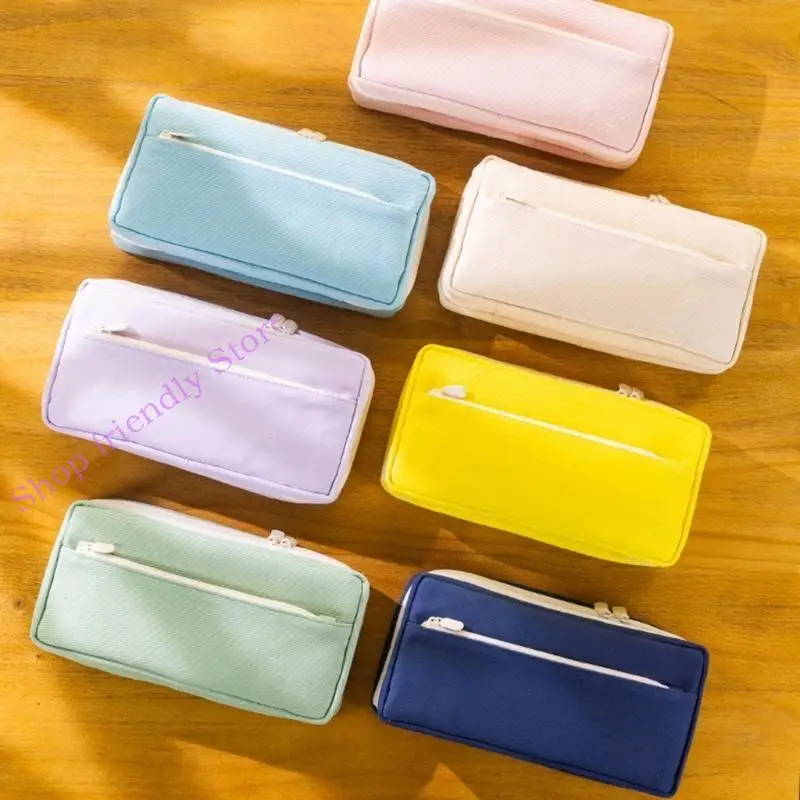 

594A Pen Pencil Case, Pencil Bag, Simple Pencil Case Pen Pencil Bag Zipper Canvas Large Capacity Pencil Holder Box