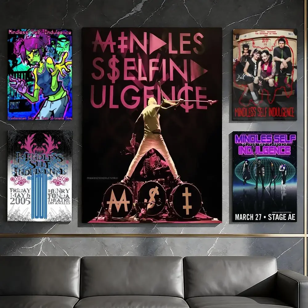 M-Mindless S-Self Indulgence Poster Waterproof Peel & Stick Wall Sticker Self Adhesive Art Decor For Living Room Bedroom