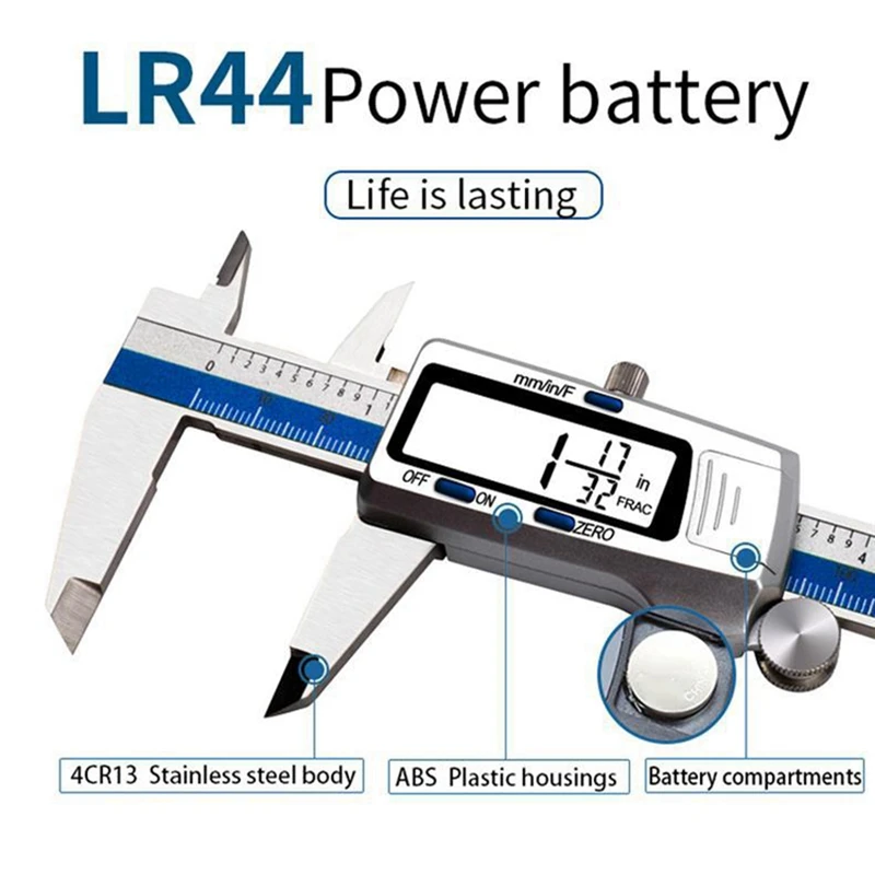 Et52 Stainless Steel Caliper 150Mm 6 Inches Measuring Instrument Electronic Display Micrometer