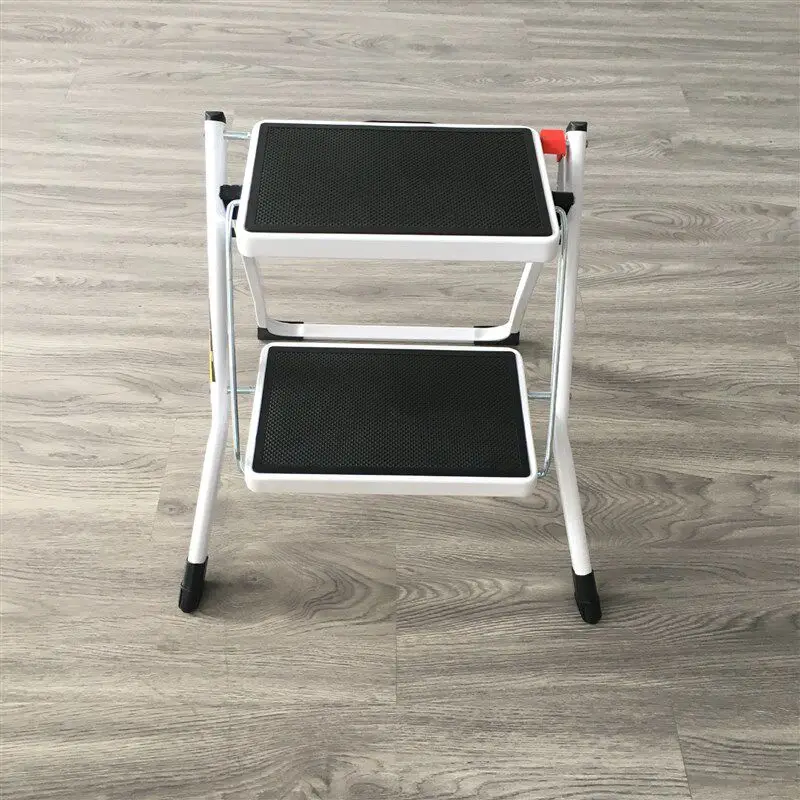 2-Step Iron Step Stool Portable Mini Ladder Chair Heavy Duty Household Ladder for Home Kitchen Loft Indoor Daily Use