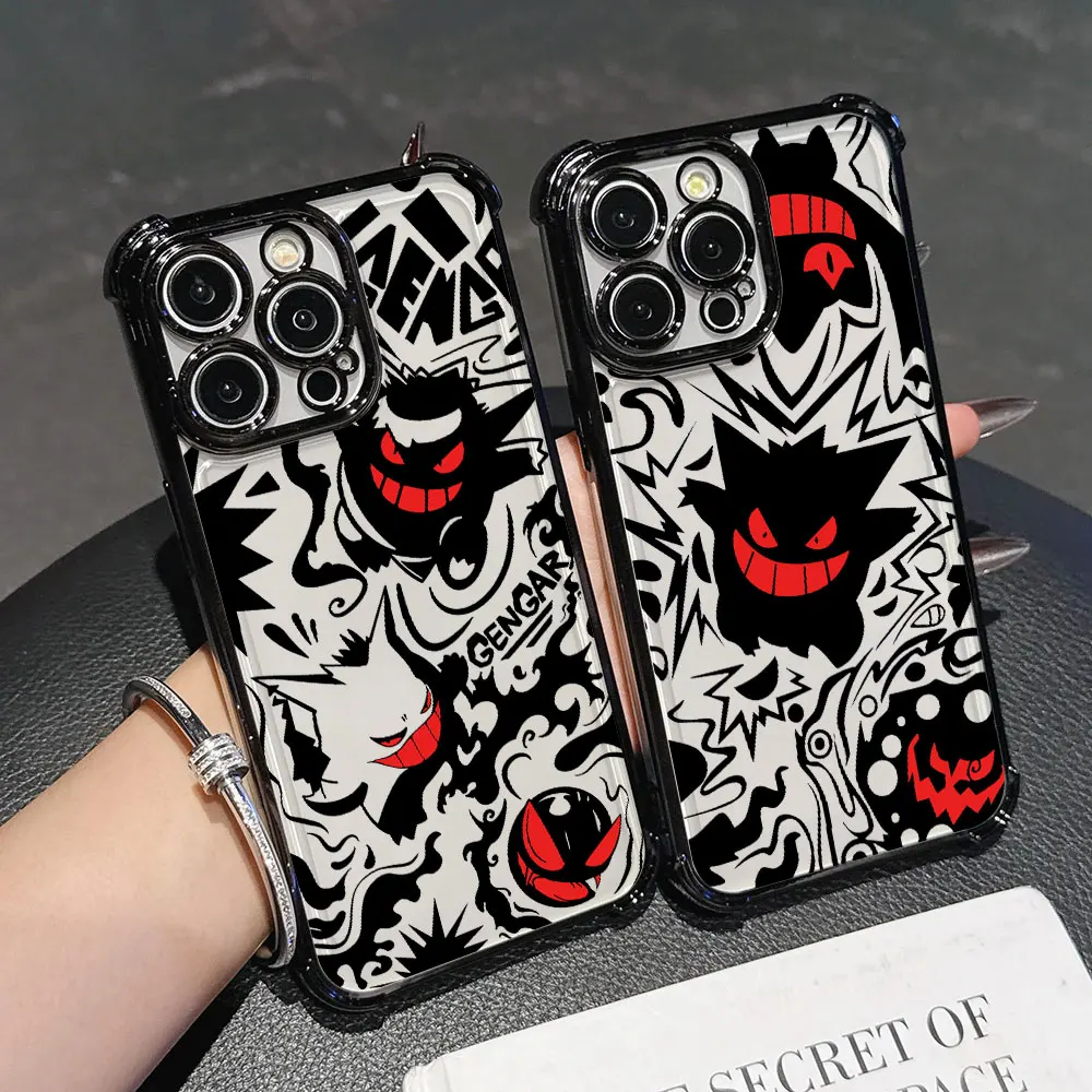 P-Pokemons Gengars Pocket-M-Monsters Anime für Google Pixel 8 7 10 9 Pro XL A 7A 8A 9A 10A 5G Hülle Klare Schutzhülle Rückseite Cover Coque