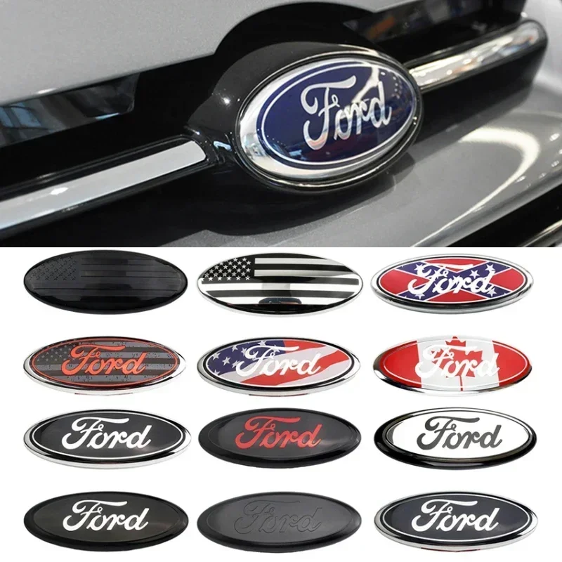 17.5/22.5cm Car Front Rear Emblem Sticker Trunk Decal for Ford Edge Escape Fiesta Transit Ranger Roush Fusion Focus Mondeo Kuga