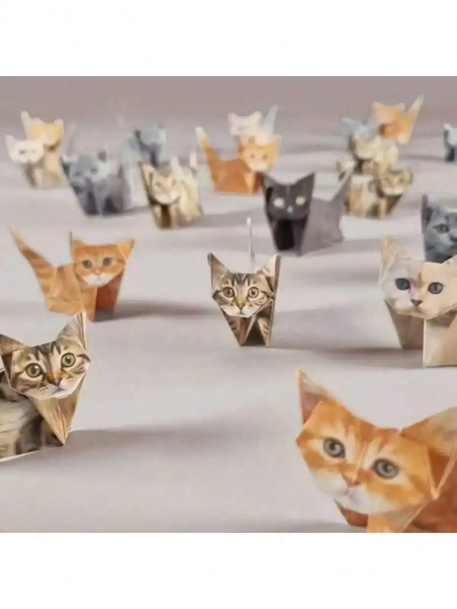 

3D-складывание из бумаги, геометрическое складывание из бумаги, модели кошек и собак, 50 листов, разнообразные дизайны, маленькие кошки, отвлечение от скуки, другие поделки ручной работы