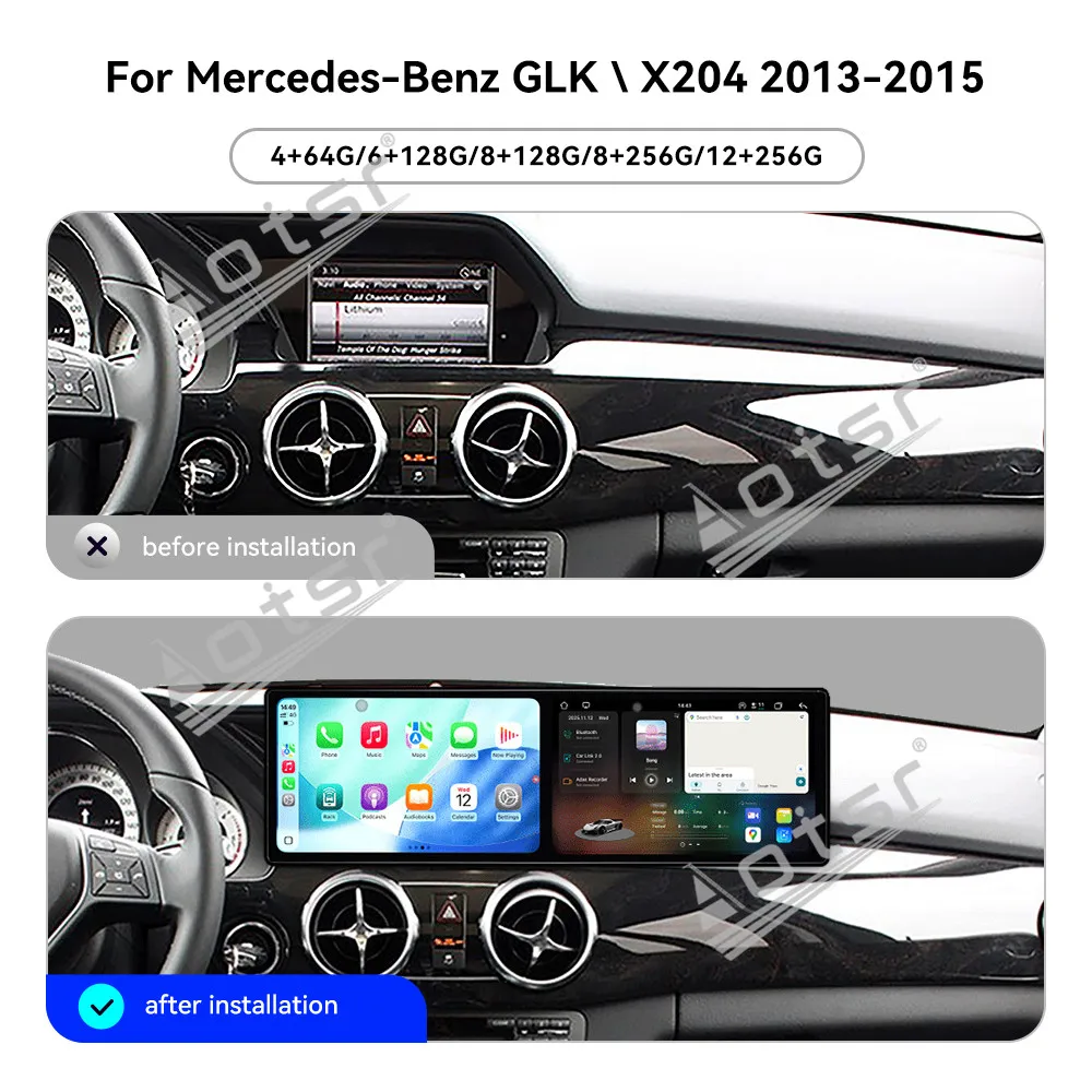9.1'' Dual Screen Car Radio For Mercedes Benz GLK X204 2013-2015 Car Multimedia Video Player GPS Navigation Carplay Unit DSP