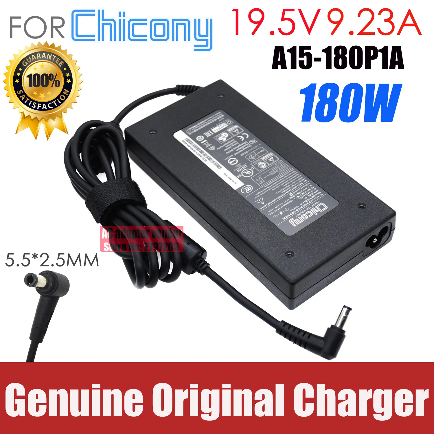 Genuine A17-180P4A 19.5V 9.23A 180W ac Chicony power Adapter A15-180P1A For CLEVO P950HR N850HP6 MSI GS63VR GS43VR WS63VR GE72VR