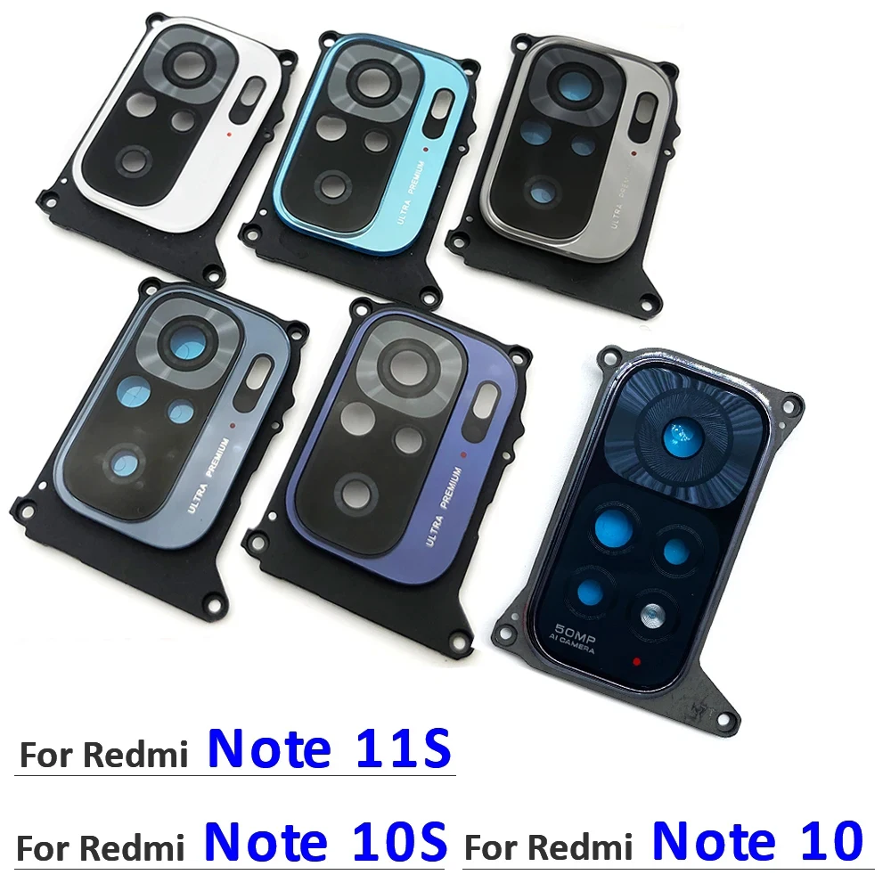 NEW Housing Back Rear Camera Glass Lens With Cover Frame Holder with Sticker For Redmi Note 10S 10 11S