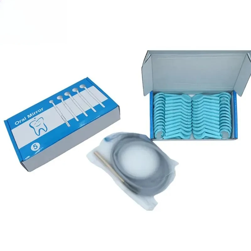 Dental Suction Anti-fog Mirror Saliva Suction Tube Kit 50pcs Disposable Mouth Mirror + Handle Silicon Tube Dentist Tools