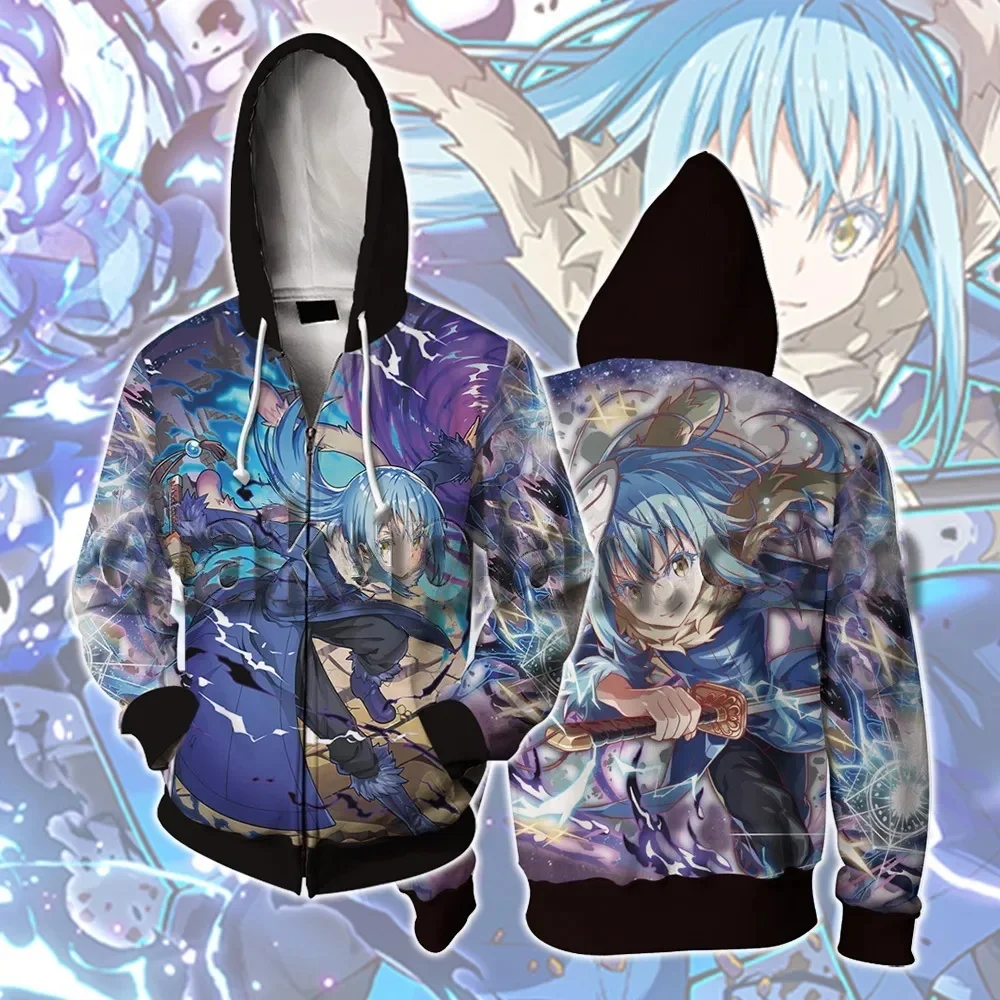 Anime daquela época eu reencarnei como um slime hoodies moletom com capuz masculino moda casual moletom com zíper impressão 3d feminino jaqueta cospla