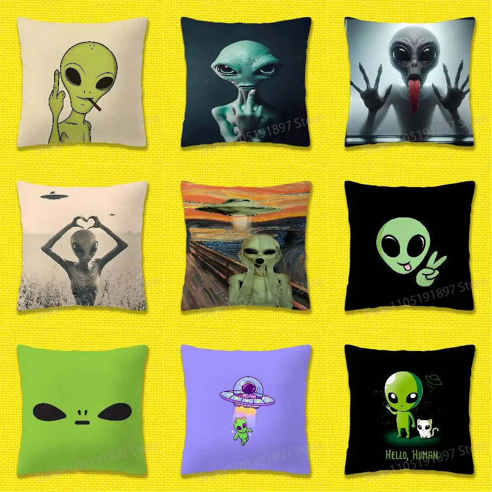 

Funny Space UFO Alien Thing Throw Pillow Case For 55x55cm 30x30cm 50x50cm 45x45cm 40x40cm Square Chair Pillowcase Case