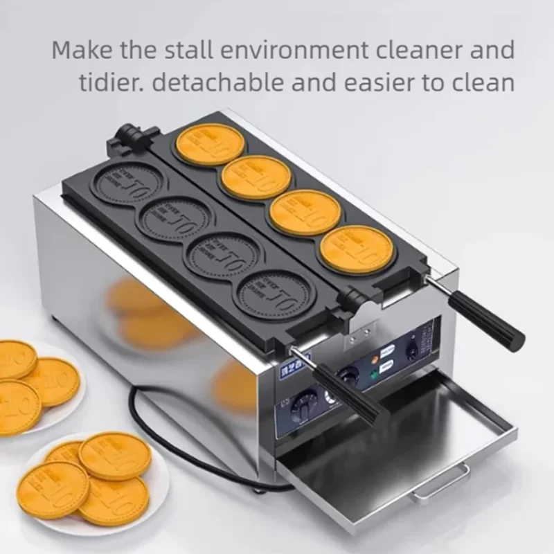 8pcs Gold Coin Bread Waffle Maker Japanese Yen Korean Won Mold Non Stick Coating Commercial Use