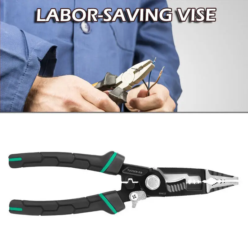 9 in1 Wire Stripper Electric Cable Cutters Multifunctional Needle Nose labor-saving crimping pliers Slanting Electrician Tools