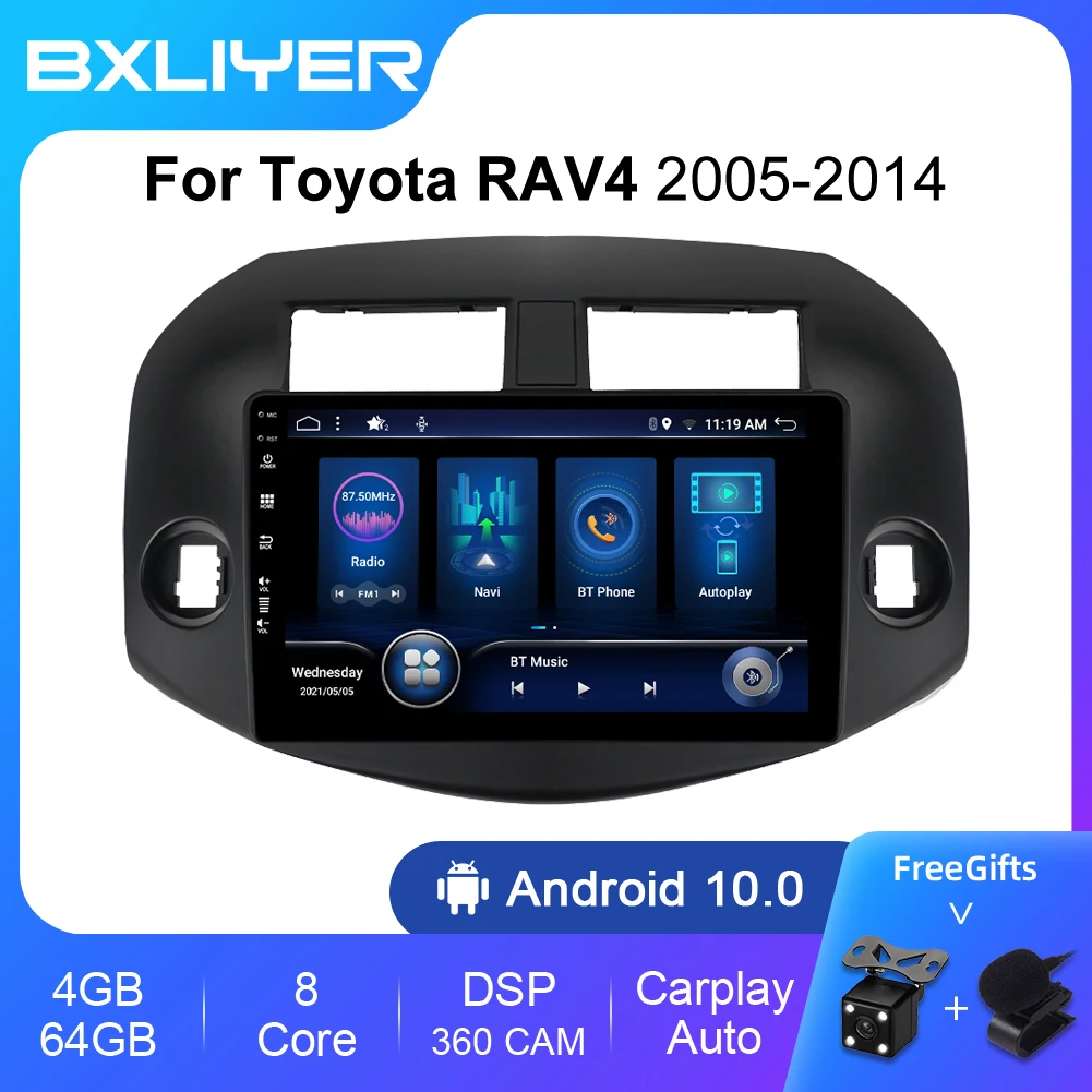 BXLIYER Android 12 For Toyota RAV4 RAV 4 2005-2013 Car Radio Multimedia Video Player 2 Din NO 2 Din GPS Navigation Carplay 256GB