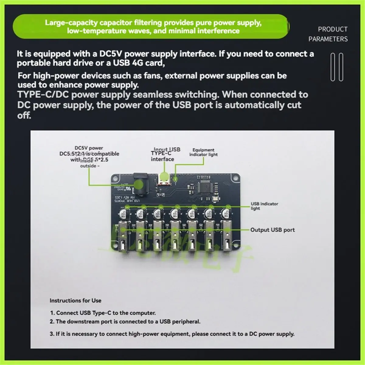 【promo】usb-20-hub-splitter-1-a-7-portas-usb20-hub-modulo-de-alta-velocidade-480mbps-tipo-c-e-fonte-de-alimentacao-dc-expansao-usb