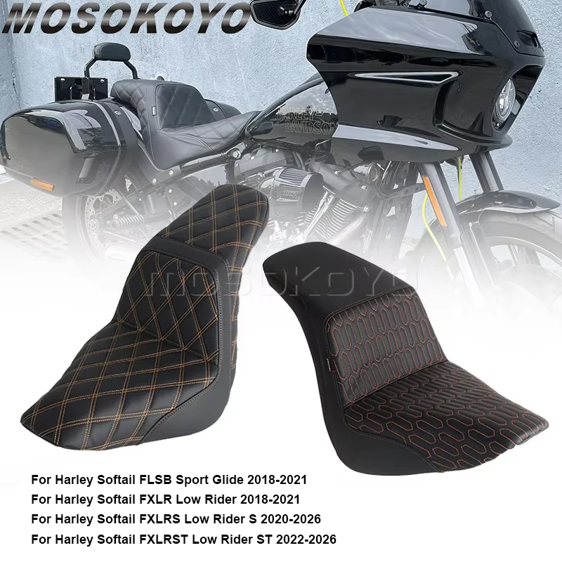 For Harley Softail Low Rider ST FXLRST Low Rider FXLR FXLRS Sport Glide FLSB Motor Seat Cushion Driver Passenger 2-up Seat Pad
