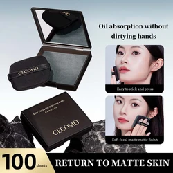 100 Sheets Oil-absorbing Paper With Case &Puff Portable Oil-holding Bamboo charcoal Paper for Makeup